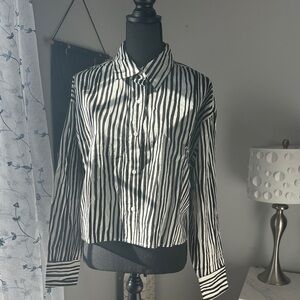Express Zebra Stripe Button Down Shirt